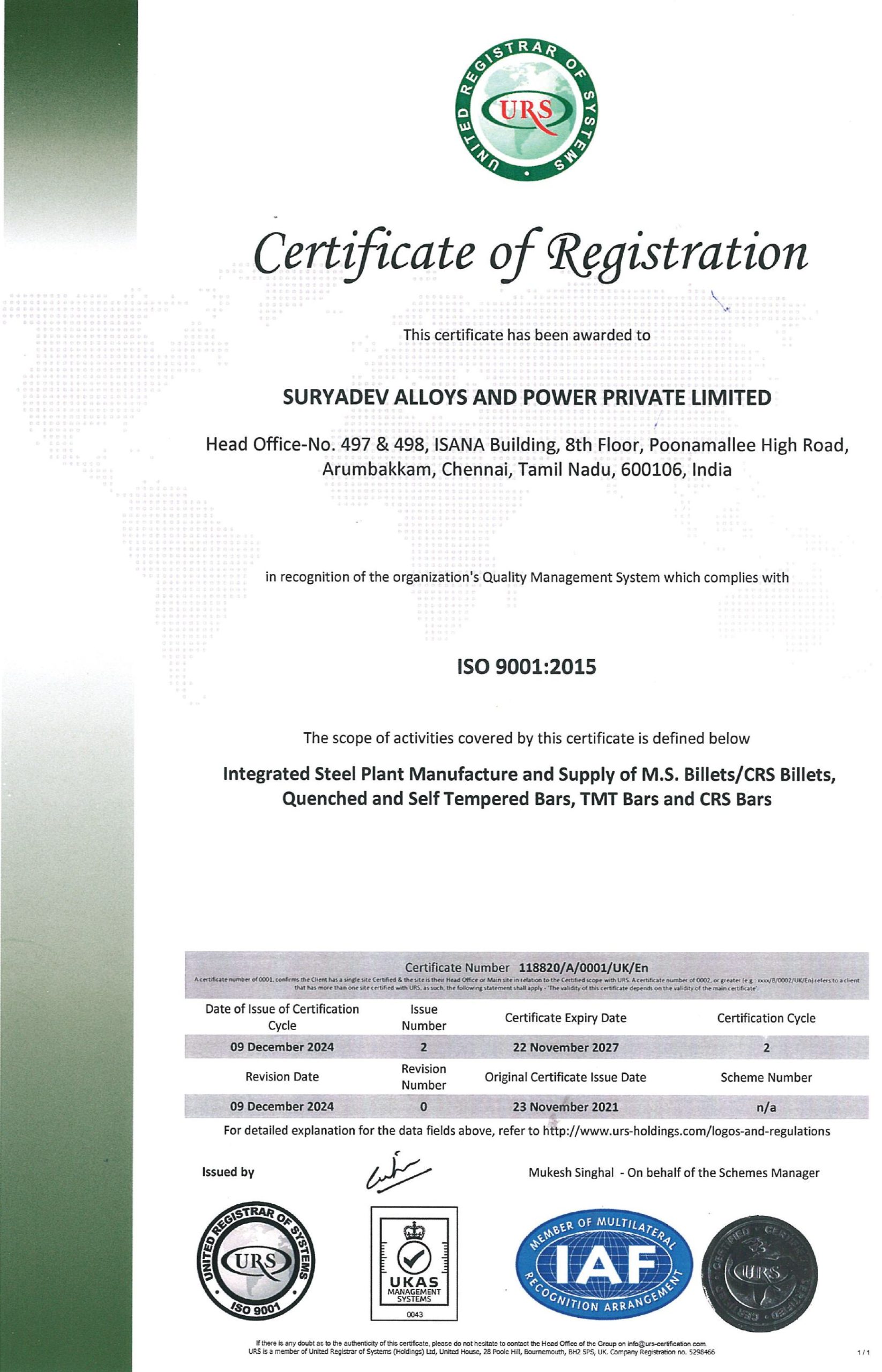 ISO 9001 : 2015 - H.O